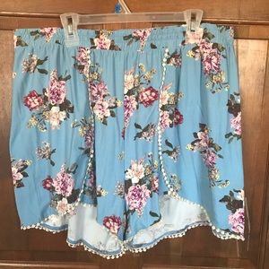 2X Blue Floral Shorts